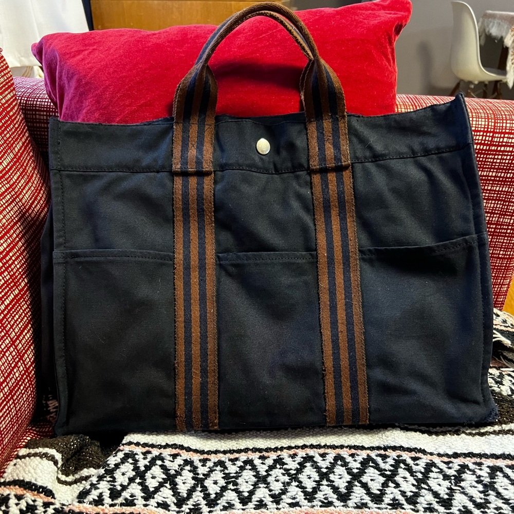 Hermes Black and Brown Tote
